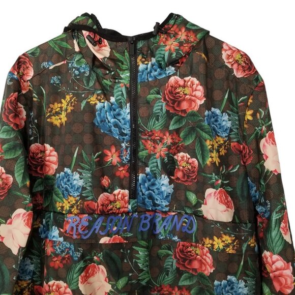 Reason Men's Black Floral Multi Color Hooded Windbreaker Jacket Size Lar… - Picture 4 of 8